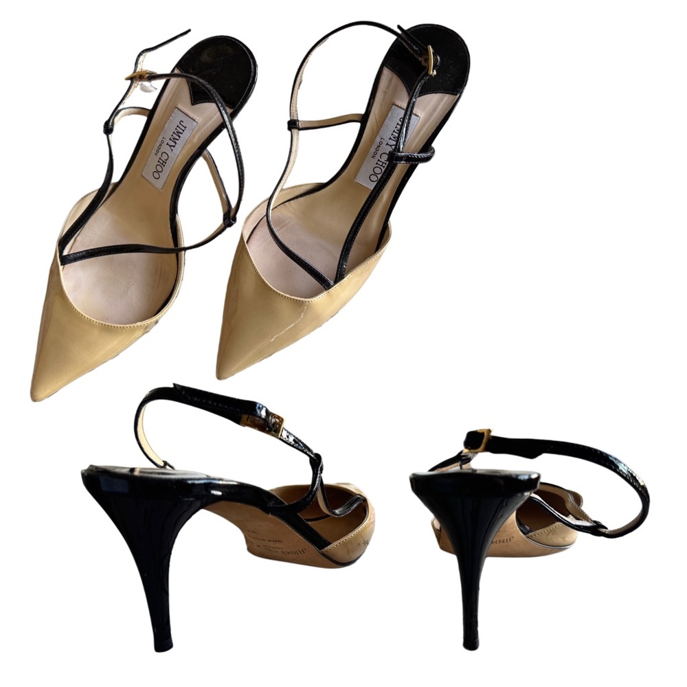Jimmy Choo Tan and Black Pointed Heels